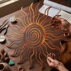 Rustic Sun Metal Wall Art  Boho Garden Decor  Outdoor Patio Accent