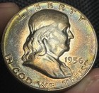 1956-p Bu  Uncirculated Benjamin Franklin Silver Half Dollar Beautiful Toning