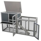 Wooden Rabbit Hutch Chicken Coop With 1 Removable Tray And 3 Lockable Doors 