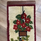Vtg 1970   s Mcm Latch Hook Rug Wall Art Potted Plants 54x17