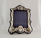 Big Sterling Repousse Art Nouveau Picture Frame Womans Face With Flowers C 1900