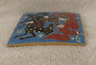 Pycchna Cybehnp Russian Cloisonne Folk Art Wall Tile   Plaque 3 5x3 5 - Euc