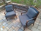 Pair Vintage 1980s Baker Furniture French Provincial Style Fauteuil Arm Chairs