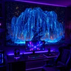 Blacklight Tree Of Life Tapestry Neon Fantasy Willow Wall Hanging  Uv Reactive  