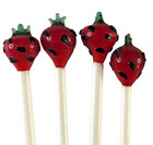 Lot 7 Strawberry Blown Art Glass Cocktail Drink Stirrers Swizzle Sticks Barware
