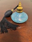 Blue Blown Glass Perfume Bottle With Atomizer