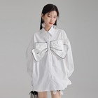 Women Flare Sleeve Shirt Loose Long Sleeve Blouse Shirt Chic Top Thin Summer