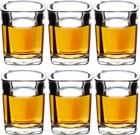 Clear Heavy Base Shot Glasses 6 Pack  2 Oz Tall Glass Set For Whiskey  Tequi   