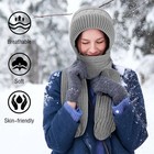 Winter Warm Knit Hat Scarf Set Women Ear Head Neck Cover Ski Pom Pom Beanie Cap