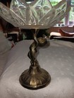 Antique Crystal Glass And Brass Cherub Compote Holder Candy Bowl