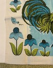 Vintage 1960s Parisian Prints Linen Kitchen  Tea Towel Blue Talon Rooster 15x27   