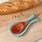 Curved Stoneware Spoon Rest Eggshell Blue  3 5x7 75 In