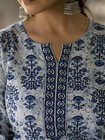 Indian Women Blue   White Pure Cotton Floral Printed Kurta With Palazzo Set