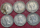 Very Nice Lot 6 Great Britain Sixpence Coin-1948 1954 1956 1958 1963 1965-feb288