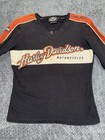 Harley Davidson Women   s Black   Orange Logo Long Sleeve Shirt Size Small