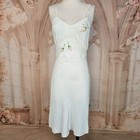 1930s 40s Vintage White Slip Dress With Flower Appliques Tulip Pink Lingerie
