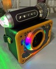 Karaoke Machine  1 Wireless Mic W  Disco Lights  Bluetooth Speaker  orange 