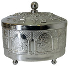 Vntg Jewish Hebrew Shiny Silver Sukkot Citron Etrog Box Judaism Judaica Israel