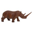 Vtg Hand Carved Wooden Rhinoceros Solid Wood Rhinoceros Figurine