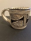 Anasazi Design Black white Geometric Mug Prehistoric Pueblo Pottery 4  Signed