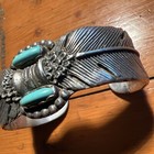 Vintage Turquoise Sterling Silver Cuff Bracelet 
