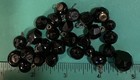  25  Vintage Diminutive Faceted Black Glass Metal Shank Doll Craft Buttons-z275