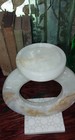 Vintage Onyx Marble-like Natural Stone Sculpture Candle Holder Circle Stand