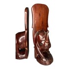 Vintage Solid Rosewood Hand Carved Rhino Rhinoceros Bookend Set 11   