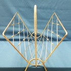 Vtg Mcm Atomic Brass Crosswire V-shape Top Coil Handle Magazine Rack Ball Detail