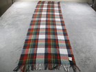 J Crew Tartan Plaid Scarf Unisex 76x24 Red Green Blue White Acrylic Fringe Soft