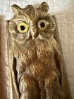 Antique Large Cast Iron   Bronze Owl Paper Clip Glass Eyes Bradley   Hubbard