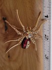 Big Red Spider With Rhinestones Brooch Pin Lapel Stunning  Jewelry Ca Usa E347