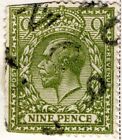 Great Britain Stamp Scott  183    198  9p King George V  Scv 35