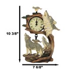 Ebros Howling Gray Wolves Family Table Clock With Pendulum 10 5  Height Decor