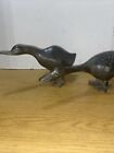 2 Vtg Mid Century Modern Mcm Brass Decorative Swan geese Couple Sculptures