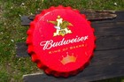 Budweiser Bottle Cap Aluminum Metal Sign - Anheuser Busch - Beer - Bud - Tin