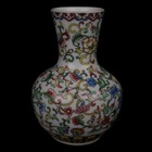 Chinese Old Porcelain White Enamel Flower Vase With Intertwined Floral Patterns