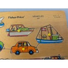 Vintage 1973 Fisher Price Wood Childrens Puzzle 8 Piece Vehicles  508 Wooden Toy