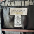 Victor Costa Occasion Metallic Silver Black Puff Sleeve Belted Jacket Plus 2x