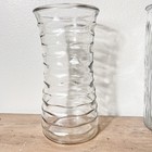 Vintage Clear Glass Florist Vases Ribbed Swirl Leaf Set Of 3 Wedding Event Decor