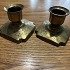 Vintage Brass Candle Holders     Hand-engraved Pair