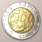 1991 San Marino 500 Lire Hospitable Land Bimetal Coin Xf