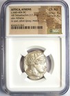 Attica Athens Owl Ar Tetradrachm Silver Coin 440-404 Bc  Certified Ngc Choice Au