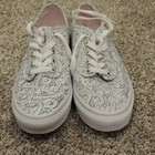 Vans Classic Canvas Shoes Lace Up Womens Size 8 5 White Blue Paisley New