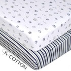 2 Pack 100  Natural Cotton Fitted Mini Crib Sheets 38  X 24  - Soft Breathabl   