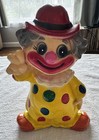 Vintage Clown Bank W  Stopper Peace Sign W  Red Hat Plastic Polka Dots  Yellow