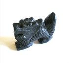 Carved Black Jasper Dragon Animal Statue Stone Sculpture - 2 l X 1 5 h X 0 6 d