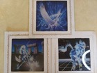Lot Of 4 Vintage Unicorn Carnival Souvenir Prize 8  X 8  Behind Glass