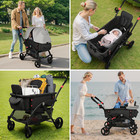 Wagon Stroller With Canopy  2-seat Stroller Wagon For Kids  5-point Harness  Fol