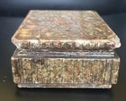 Vintage Stone Trinket dresser Box With Lid Carved And Colorful